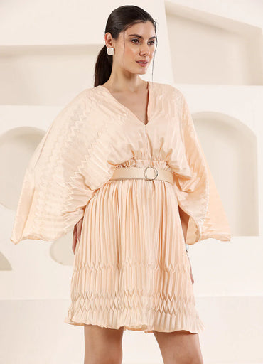 Pleated Fabric Mini Dress