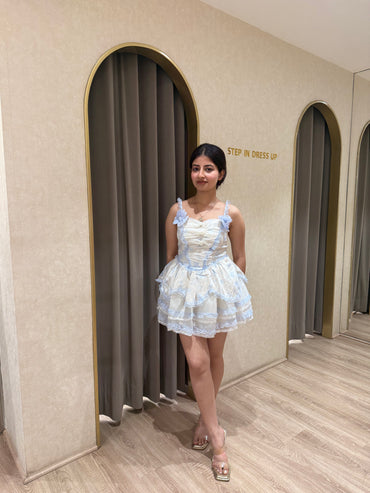 Frosted Blue Baby Doll Dress