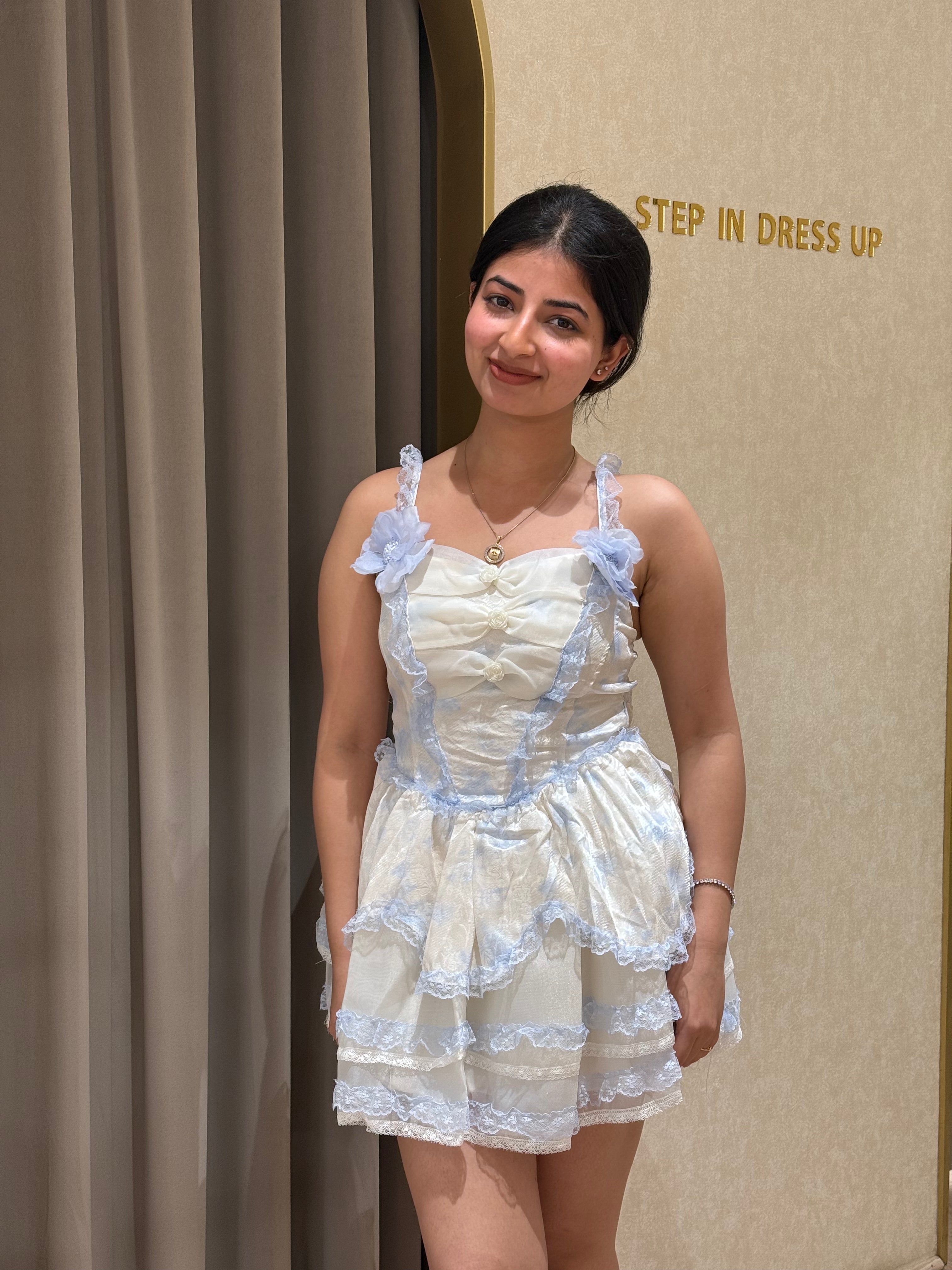 Frosted Blue Baby Doll Dress – Dressing Room