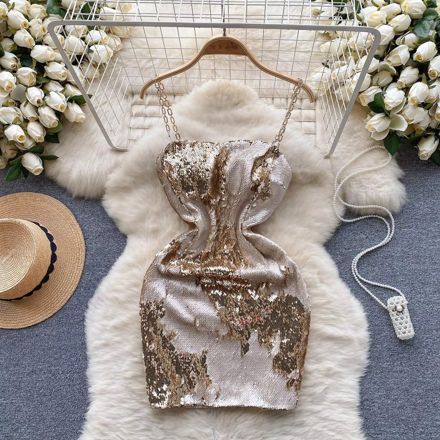 Sheath Casual Midi Dress For Women Sequined Lace Dress