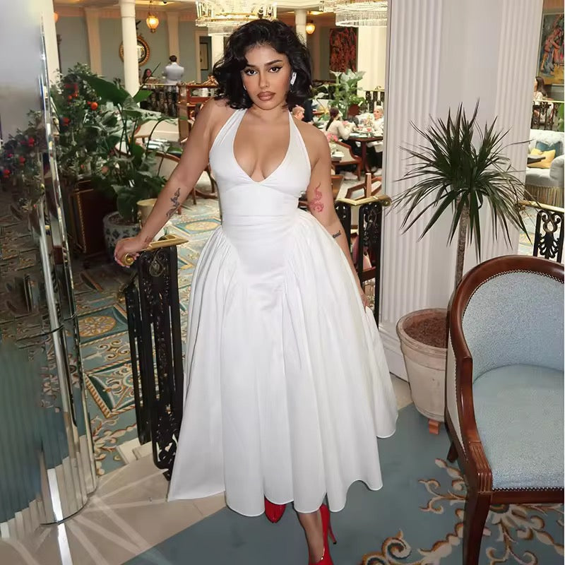 Halter neck white dress