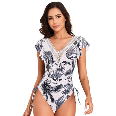 Monsoon Tropic Flutter Sleeve Swimsuit – Tropical White Print