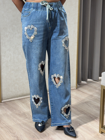 Heart Pearl Denim