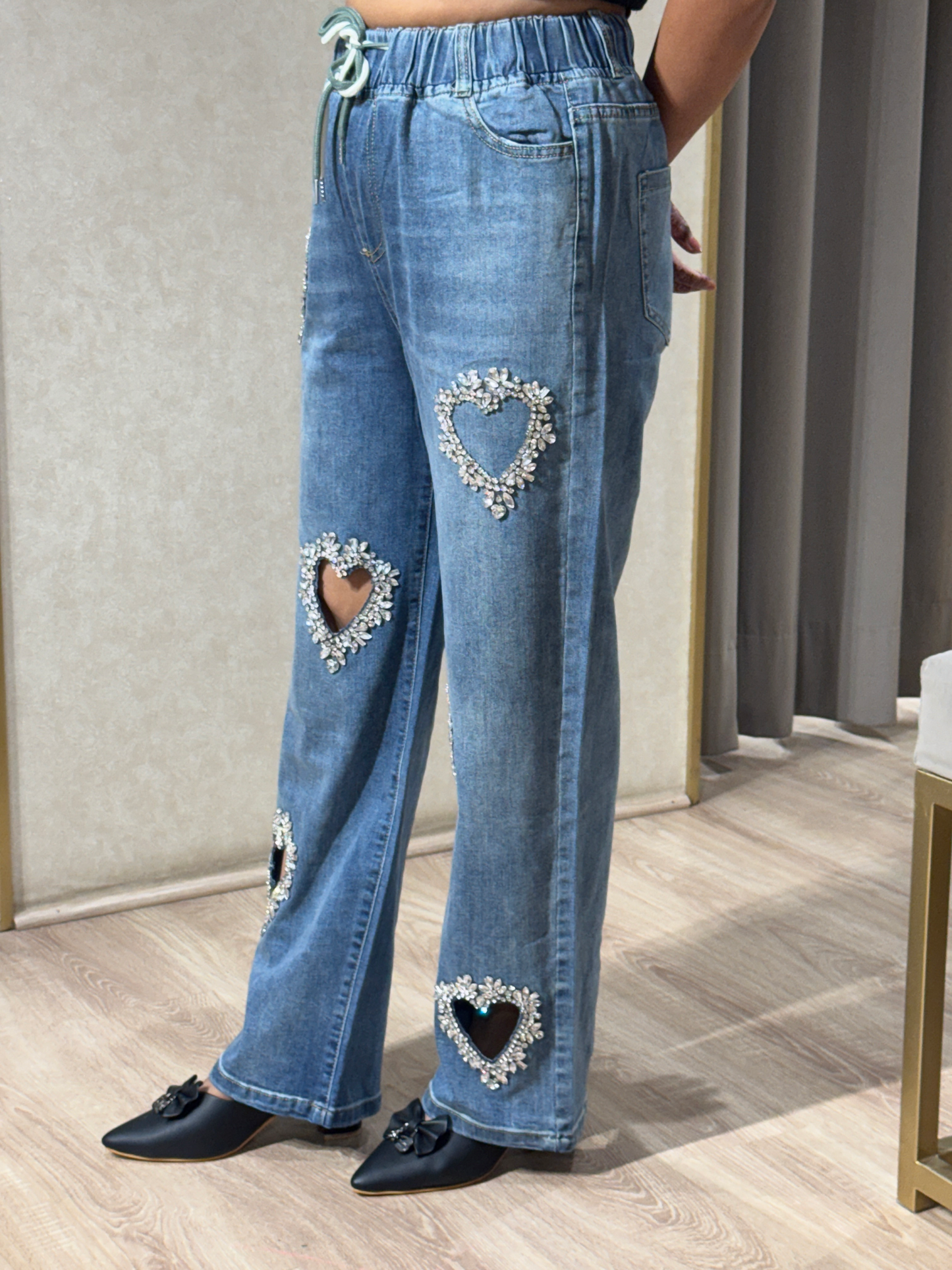 Heart Pearl Denim