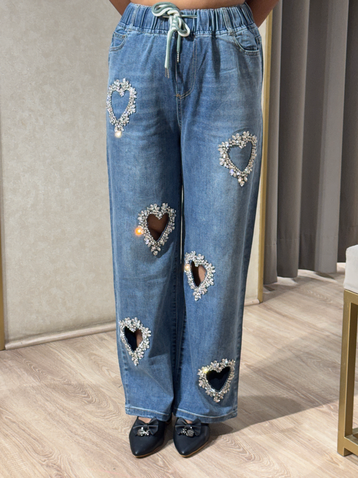 Heart Pearl Denim