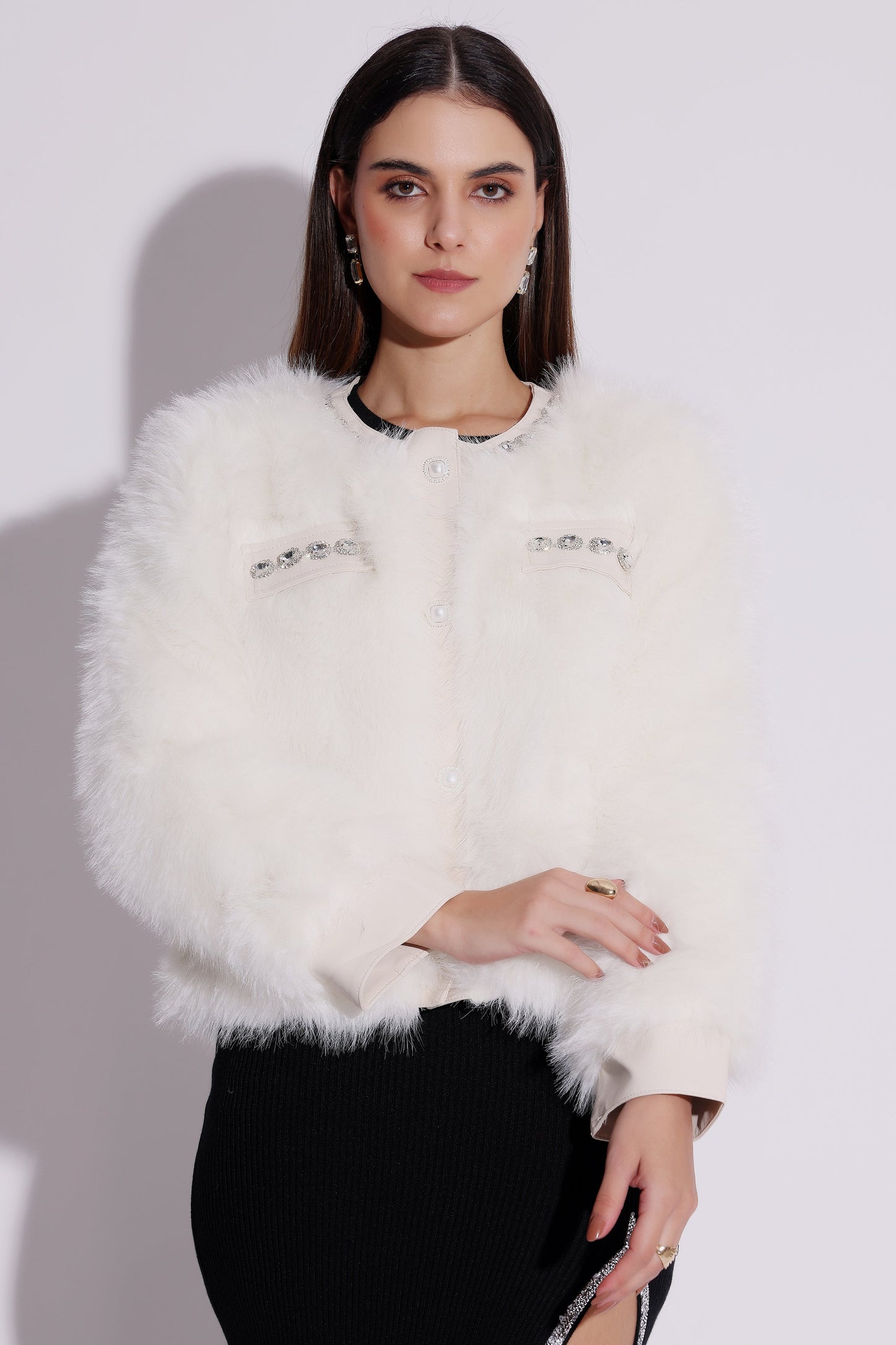 Chanel Faux Fur Embellished Jacket
