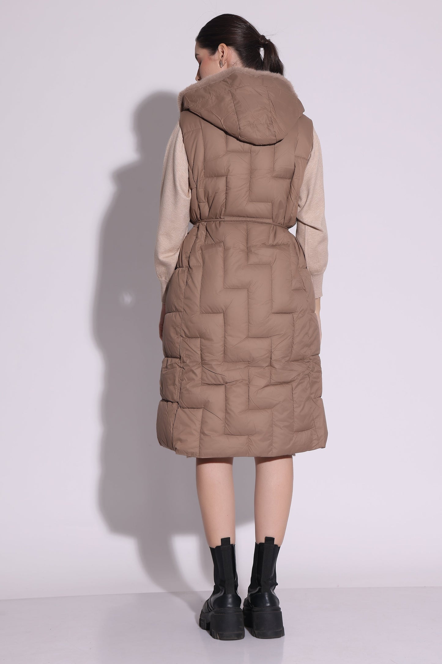 Quilted Hooded Longline Vest