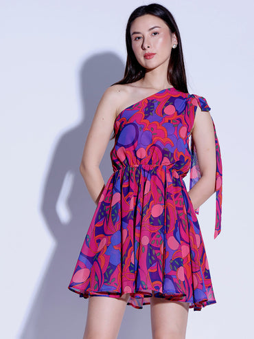 Floral One Shoulder Dress