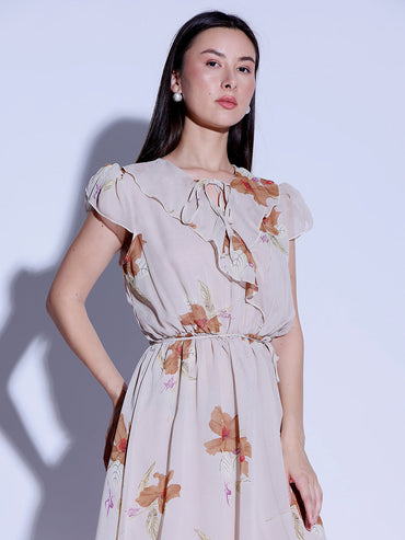 Flower Print Flared Dress