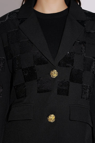 Black Sequin and Lace Blazer