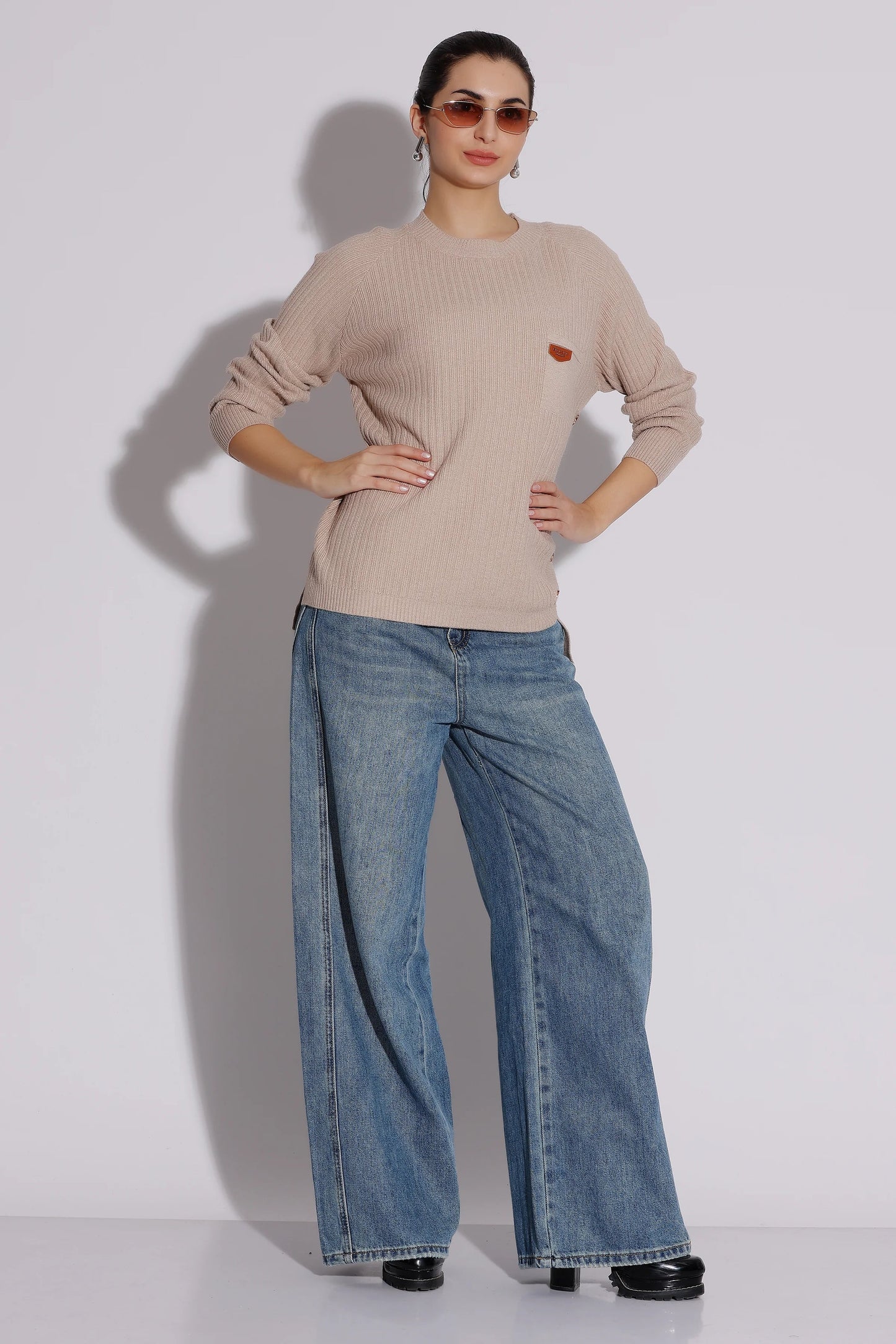 Ribbed Crew Neck Sweater