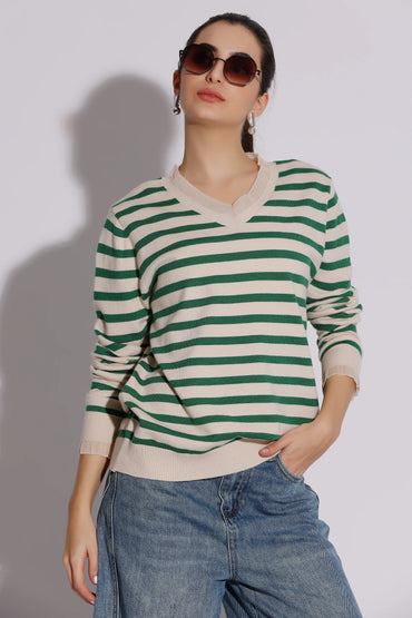 Striped V-Neck Sweater