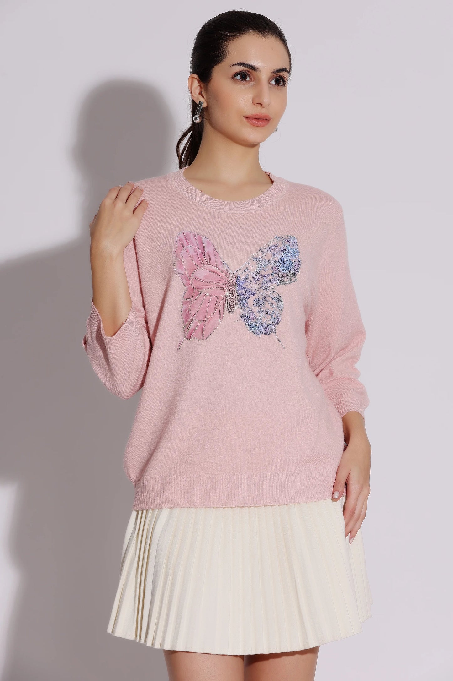 Pink Embroidered Sweater