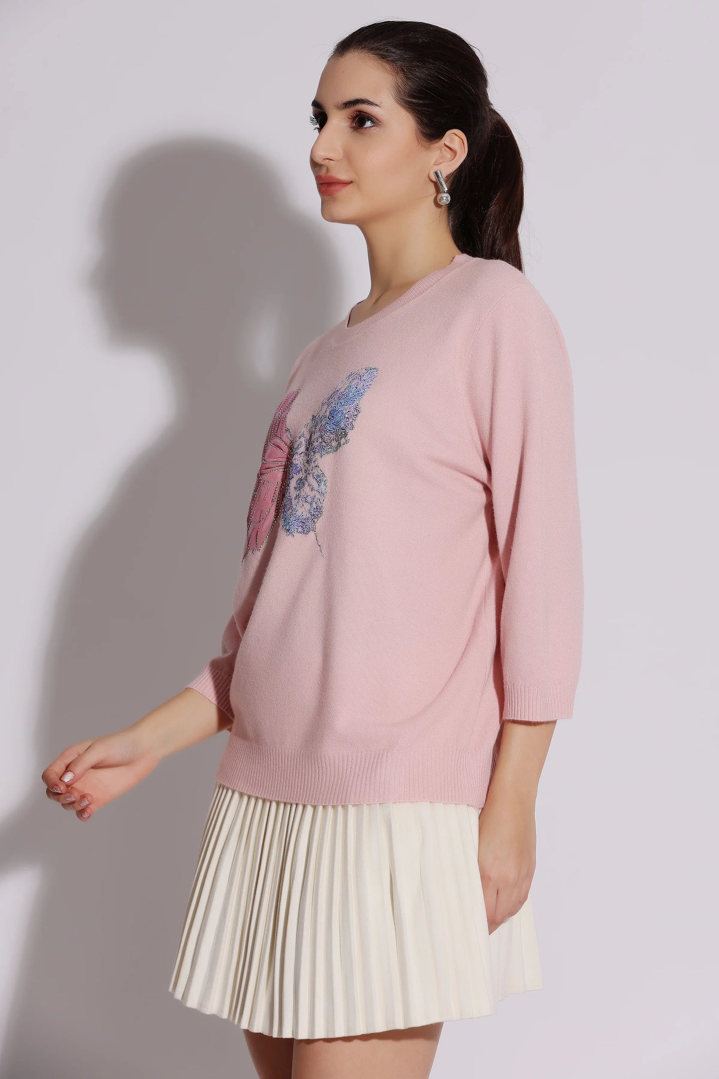 Pink Embroidered Sweater