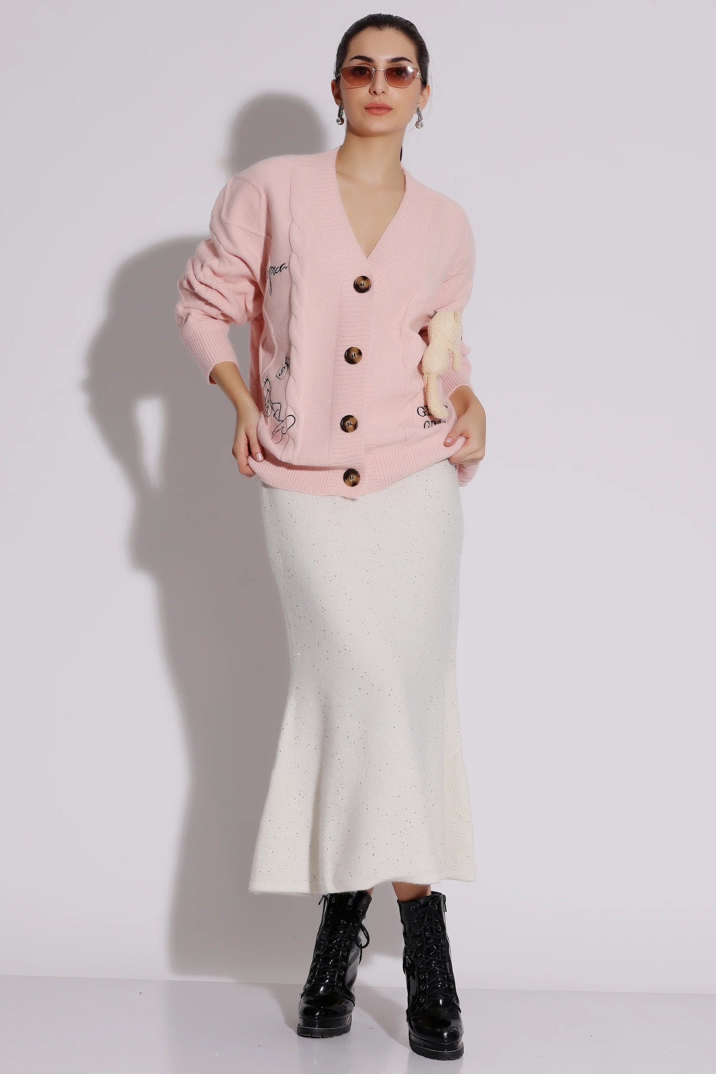 Cozy Pastel Pink "Gimmie Gimmie Gimmie" Cardigan