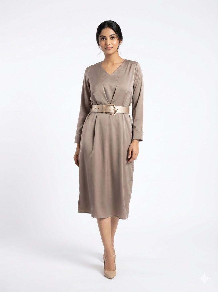 Satin Belt Dress