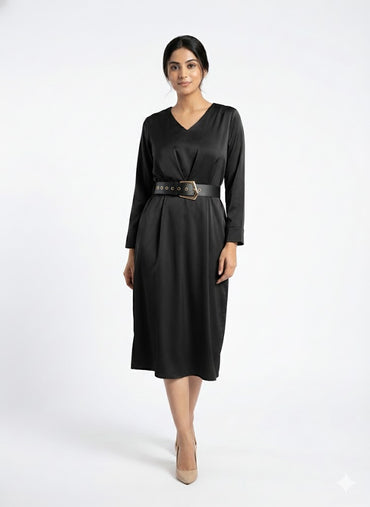 Satin Belt Dress