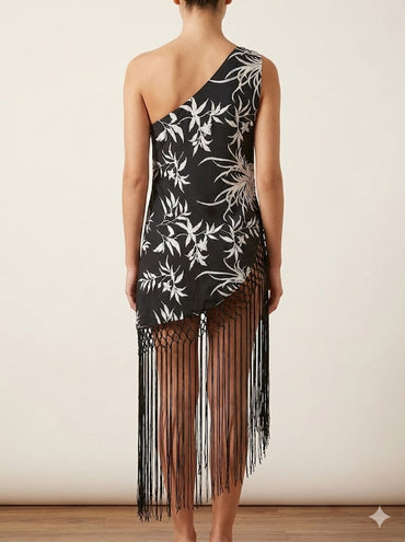 Monochrome One Shoulder Dress