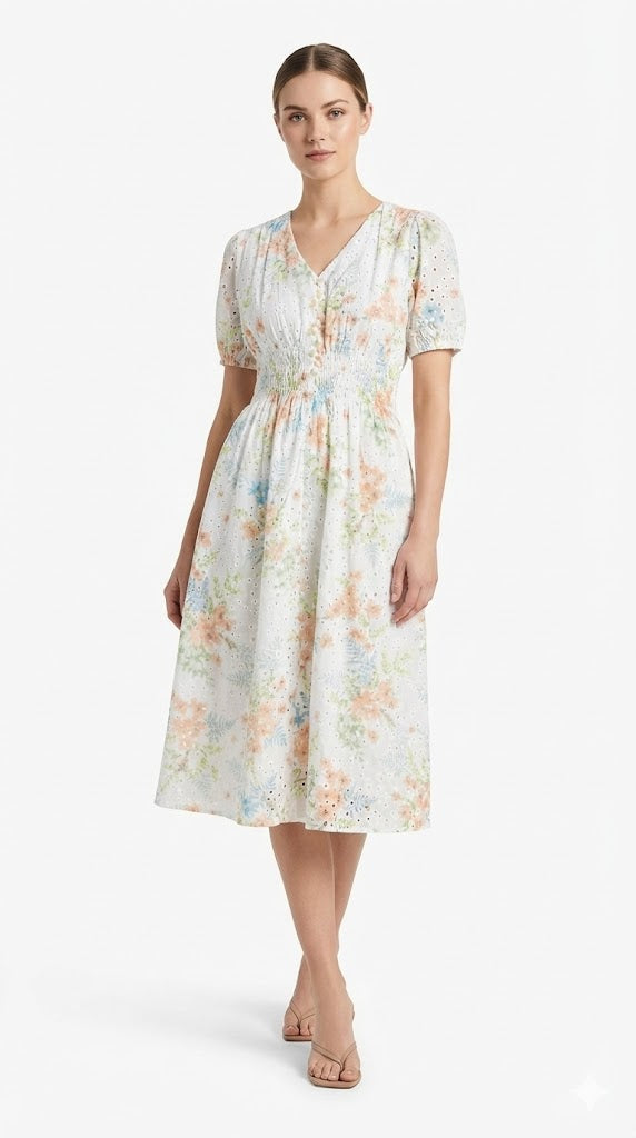 V-Cut Floral Dress