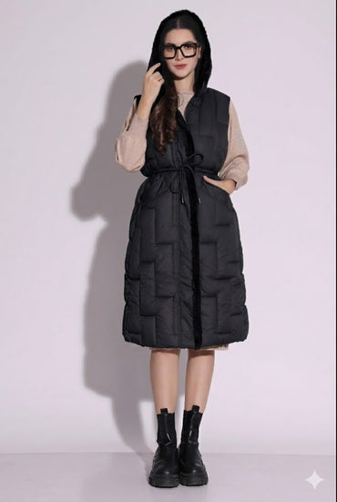 Quilted Hooded Longline Vest