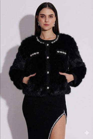 Chanel Faux Fur Embellished Jacket