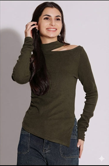 Asymmetric Cutout Sweater