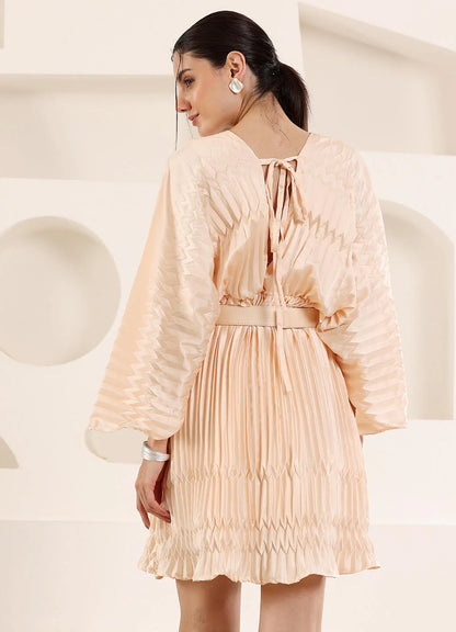 Pleated Fabric Mini Dress