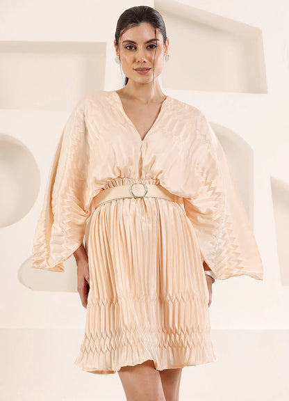 Pleated Fabric Mini Dress