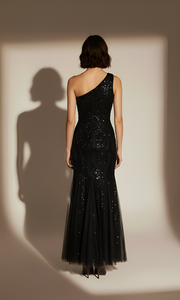 One Shoulder Sequins Dress