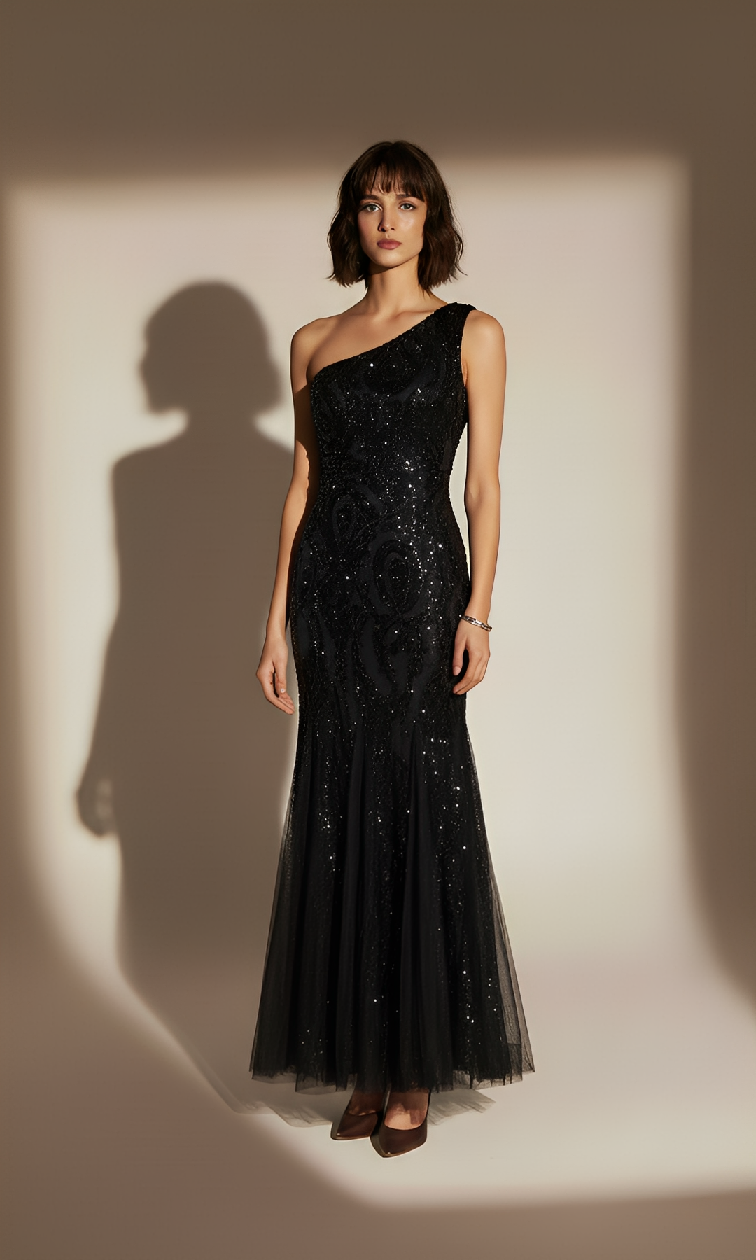 One Shoulder Sequins Dress