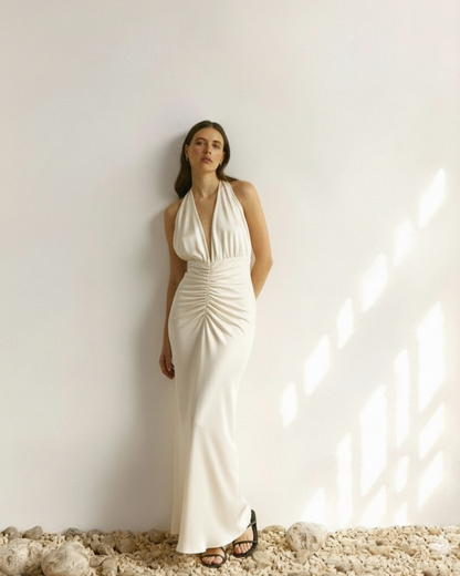 Deep Neck Long Dress