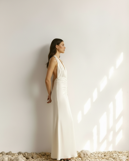 Deep Neck Long Dress