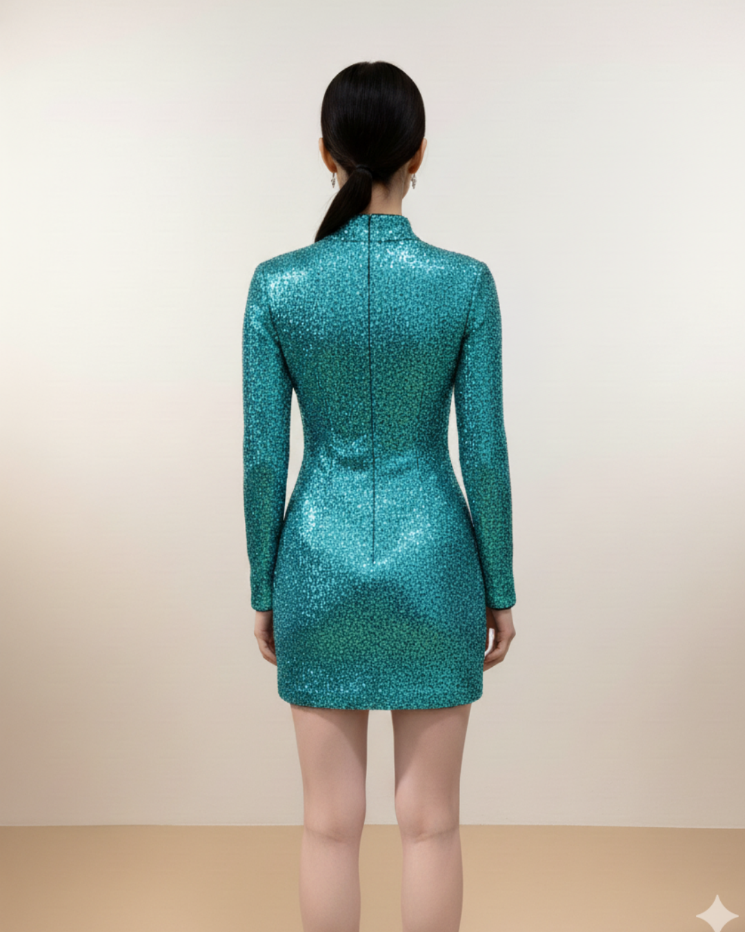 Shimmery Neck Cut Dress