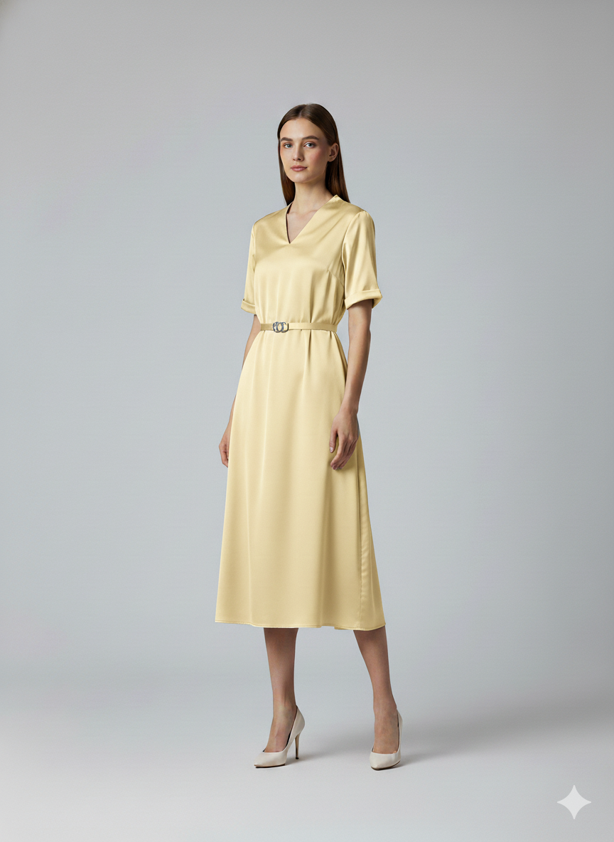 Satin Belt Dress