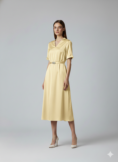 Satin Belt Dress