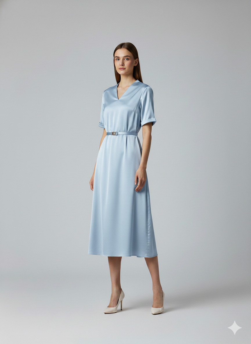 Satin Belt Dress