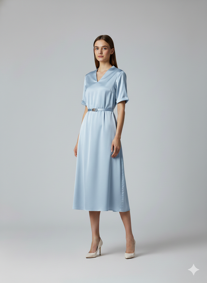 Satin Belt Dress