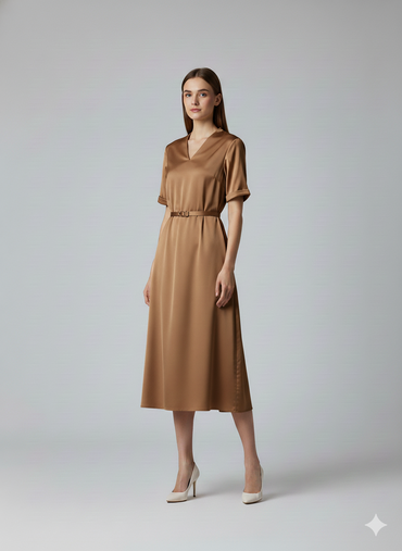 Satin Belt Dress