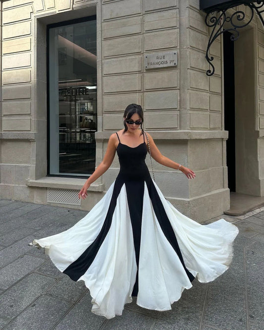 Parisian Waltz Monochrome Gown – Black & White