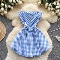 Tube dress with check print