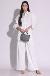 Elegant White Pinstripe Co-Ord Set