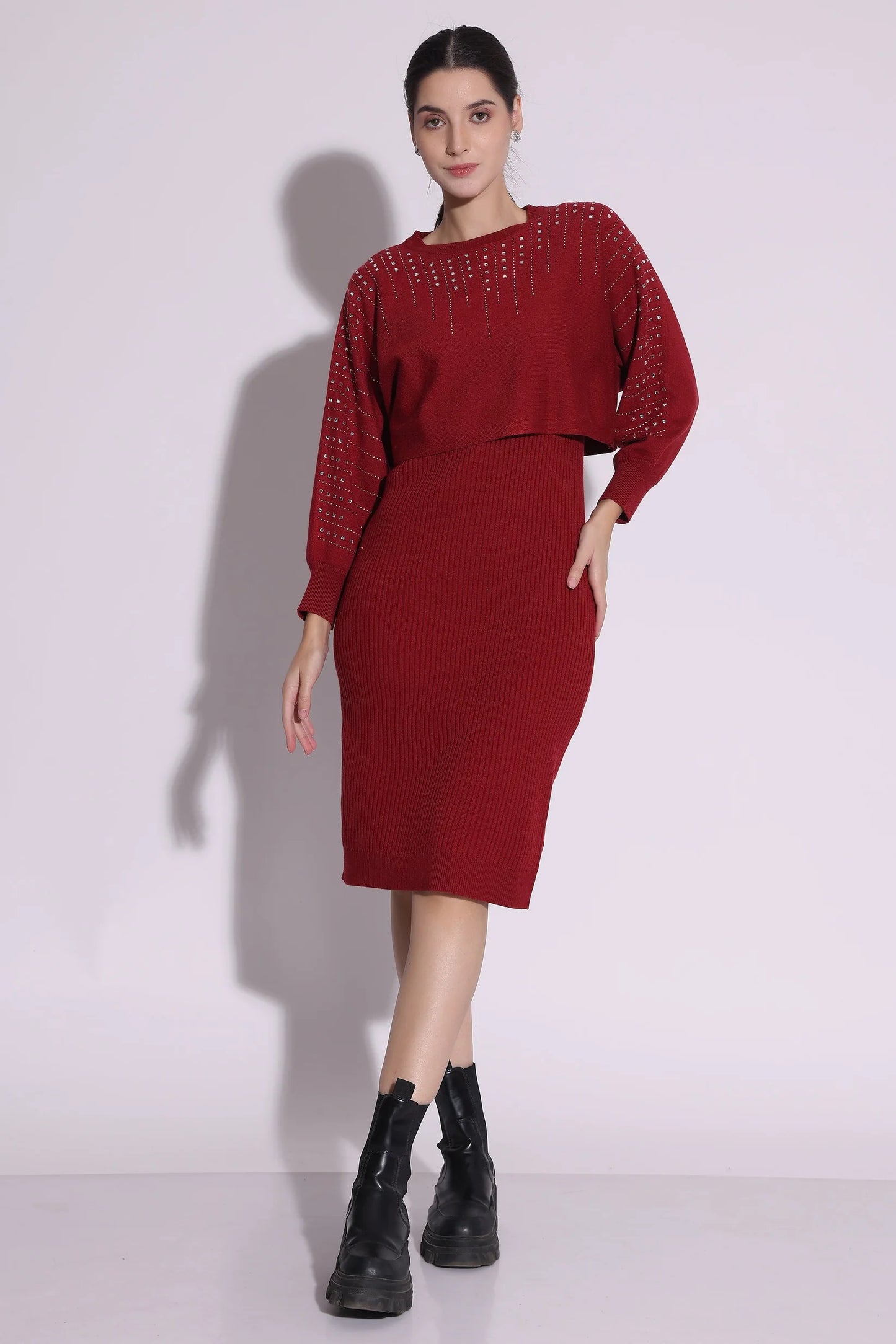 Embellished Black Knit Co-ord Set