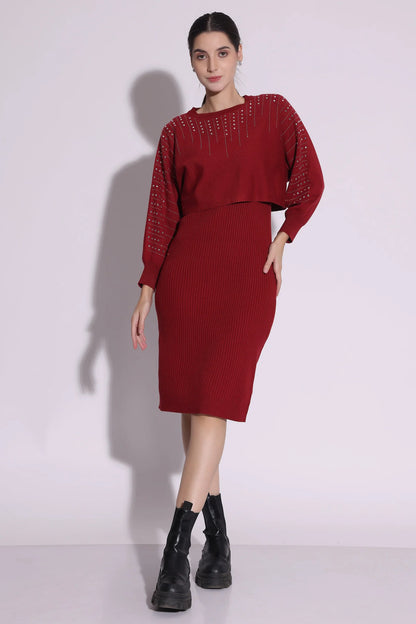 Embellished Black Knit Co-ord Set