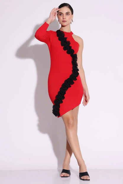 Asymmetric Ruffle Dress