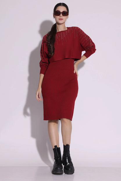 Embellished Black Knit Co-ord Set