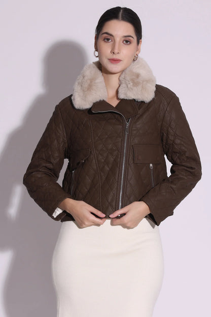 Quilted Fur-Collar Jacket