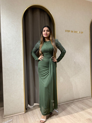 Long Waist Tied Dress