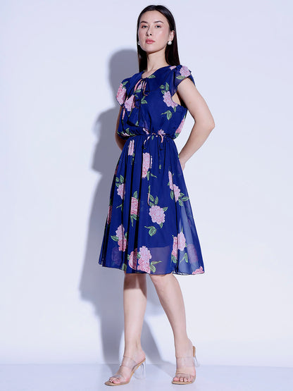Flower Print Flared Dress