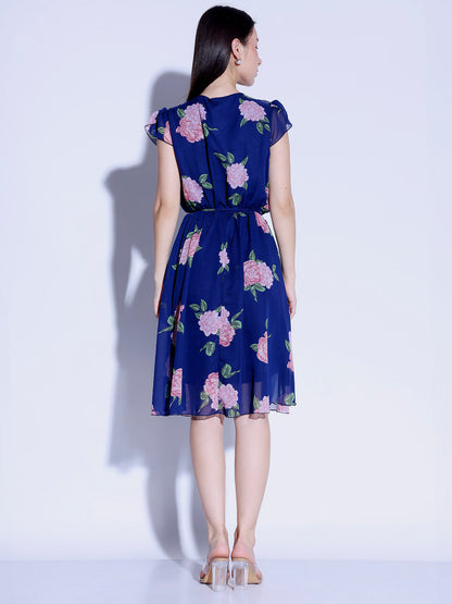 Flower Print Flared Dress