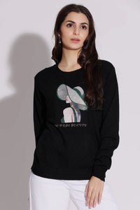 Graphic Sweater with Elegant Hat Design